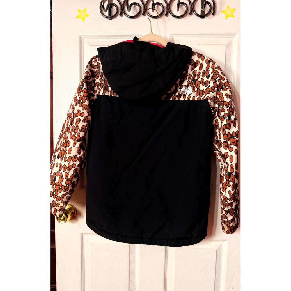 The North Face Youth Junior Leopard Print Hooded Jacket Black Pink Size L 14/16 - Picture 5 of 8